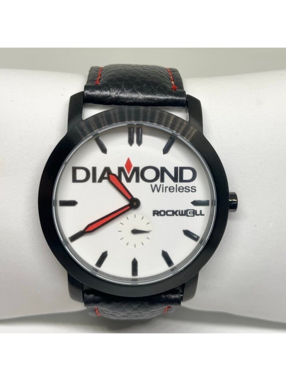 Rockwell men’s watch small seconds 44mm white dial black tone leather running